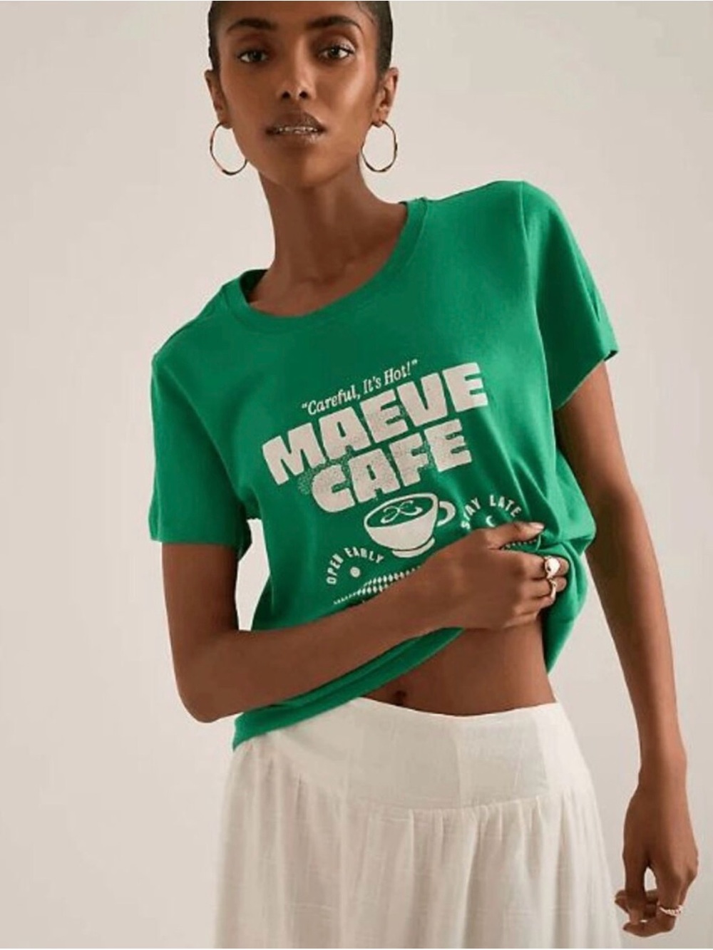 Maeve Café Green Graphic Tee Anthropologie Coffee New York Tee S7